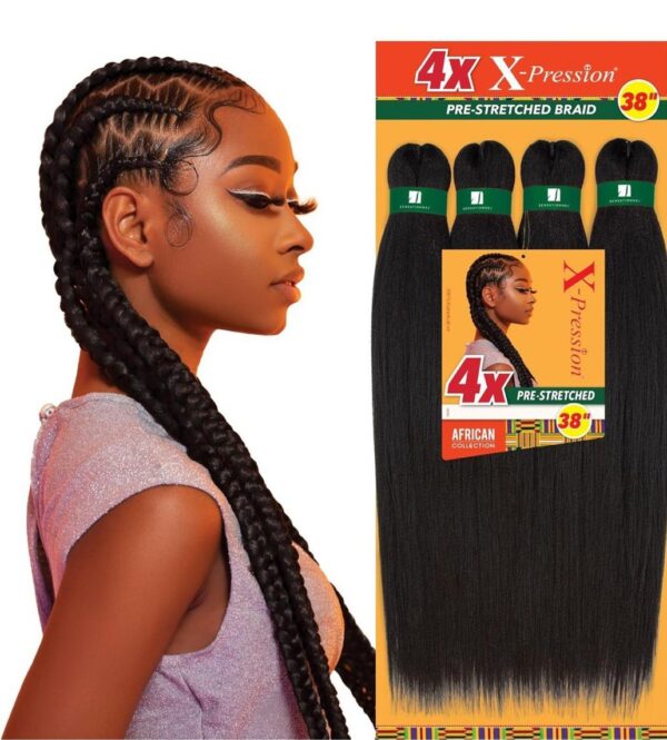 p4 Pre‑Stretched Braiding Hair – Sensationnel Xpression 4X 38”