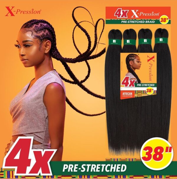 p42 Pre‑Stretched Braiding Hair – Sensationnel Xpression 4X 38”