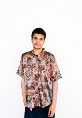 Men Mosaic Silk Shirt