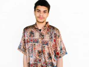 Men Mosaic Silk Shirt