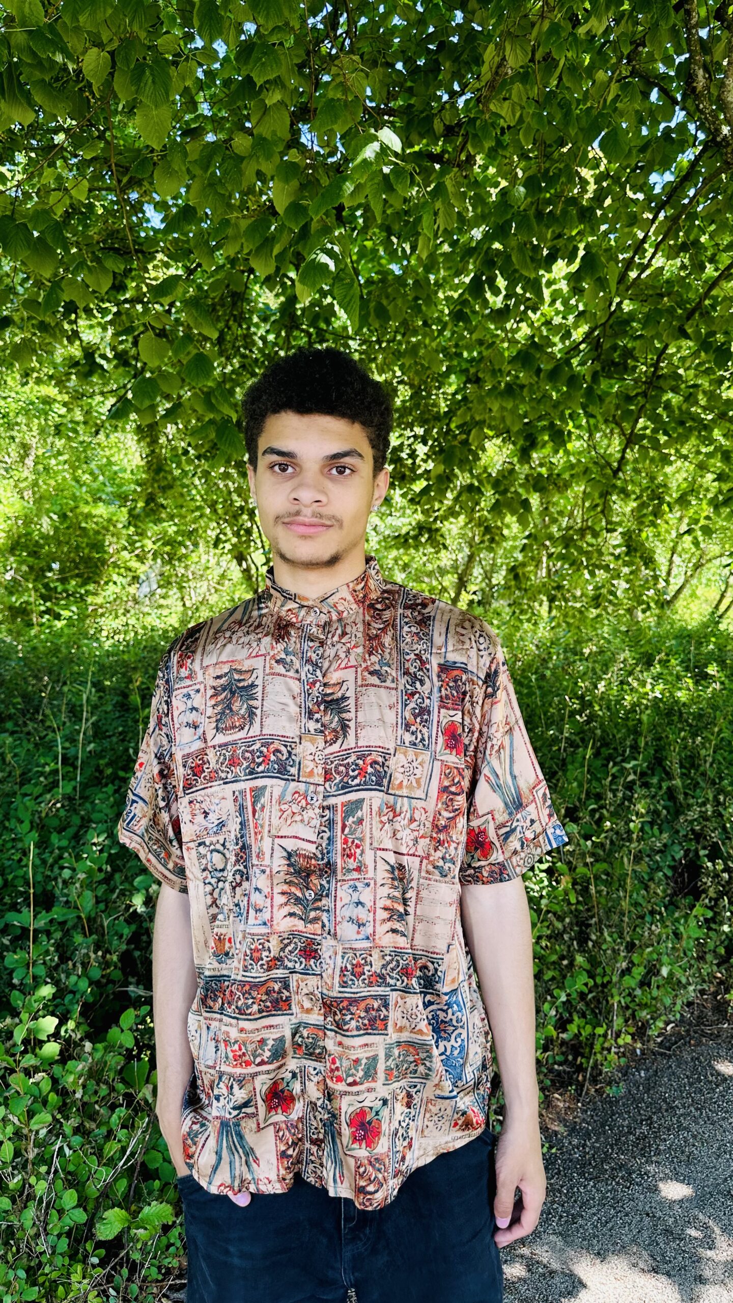 Men Mosaic Silk Shirt - Billede 2